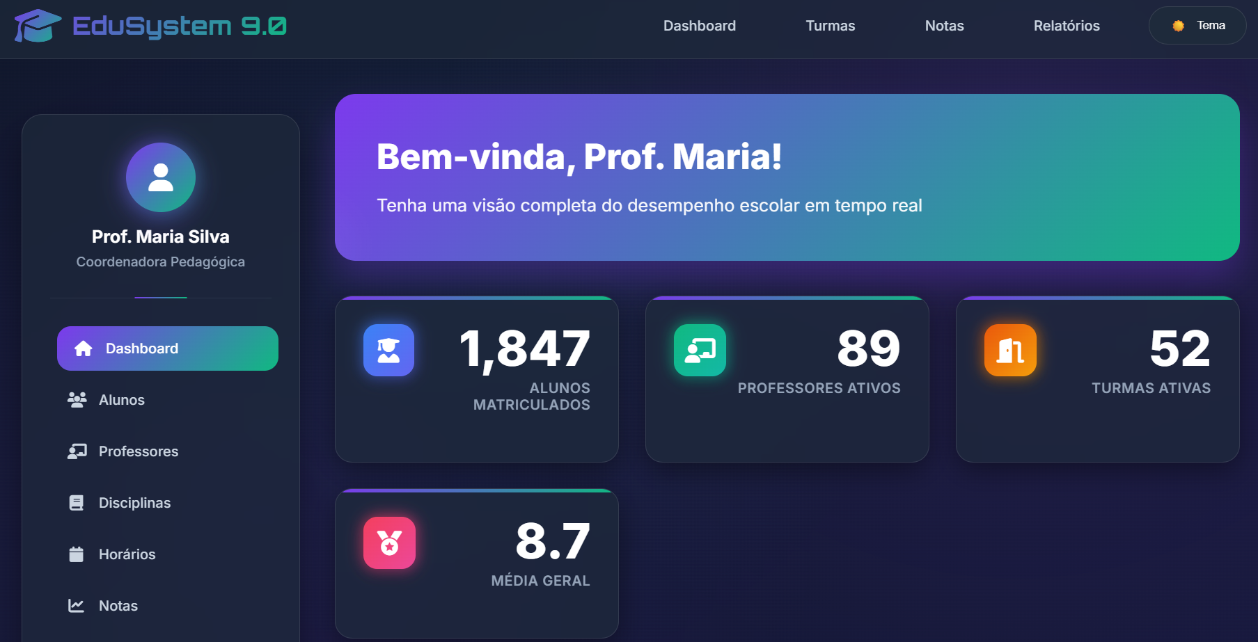 Sistema de Gestão Escolar Preview